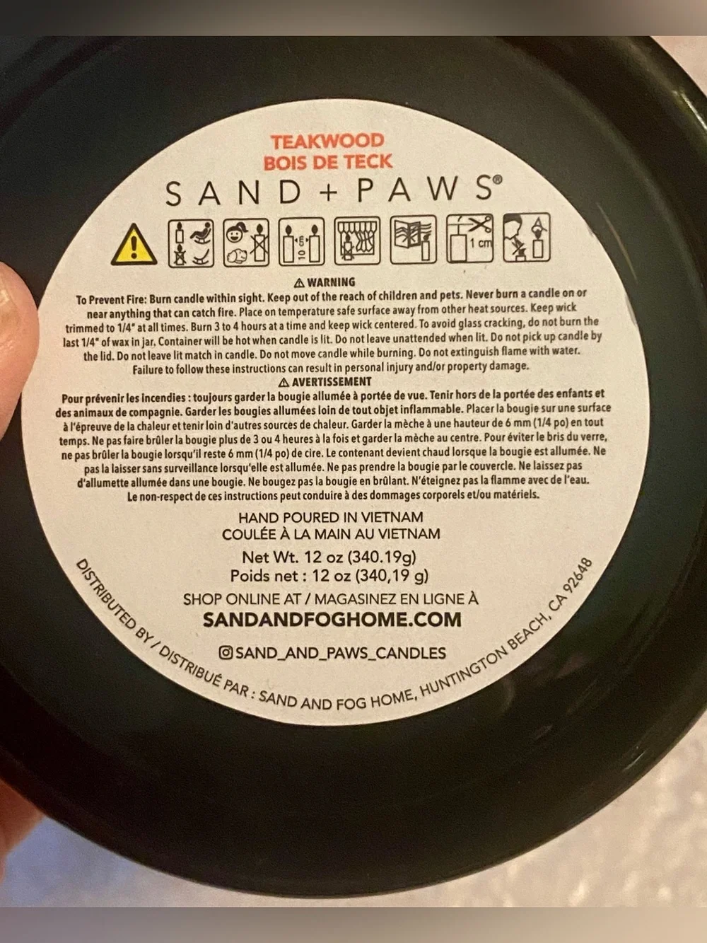 Sand + Paws Scented Candle Teakwood Neutralizers Pet Odor